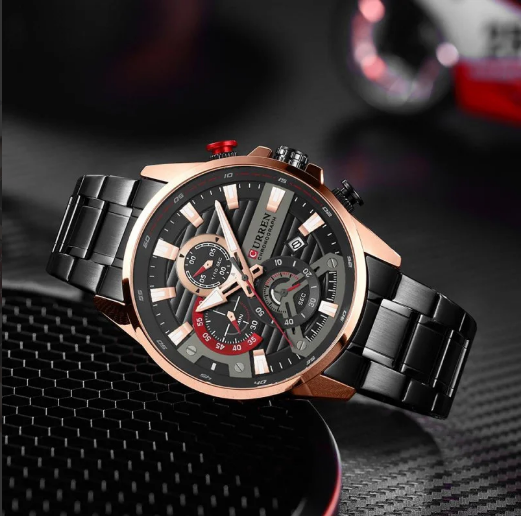 Чоловічий годинник Curren 8415 Black-Gold 1008-0322 фото