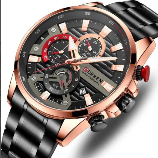 Чоловічий годинник Curren 8415 Black-Gold 1008-0322 фото